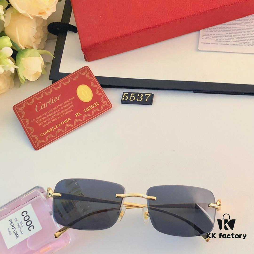 Cartier Panther Decorated Frameless Square Sunglasses for Women, Retro Metal Stylish Unisex Sunglasses, Trendy Street Snap Eyewear