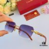 Cartier 2024 New Arrival Wooden Frame Temple Sunglasses, Frameless Fashion Unisex Eyewear