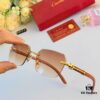 Cartier 2024 New Arrival Wooden Frame Temple Sunglasses, Frameless Fashion Unisex Eyewear