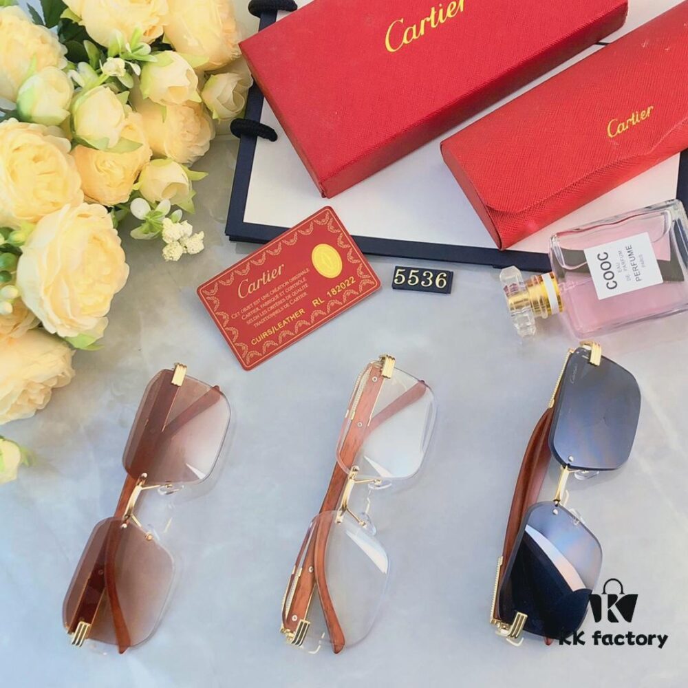 Cartier Retro Fashion Square Frameless Cut-Out Sunglasses Unisex, Celebrity-Inspired Trendy Shades