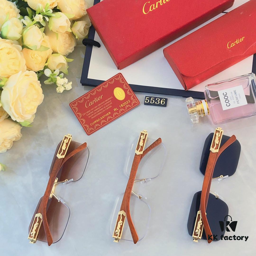 Cartier Retro Fashion Square Frameless Cut-Out Sunglasses Unisex, Celebrity-Inspired Trendy Shades