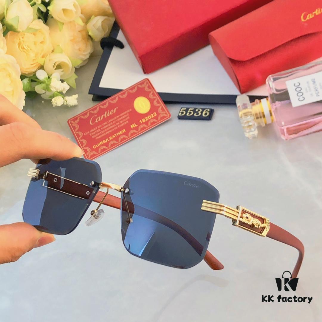 Cartier Retro Fashion Square Frameless Cut-Out Sunglasses Unisex, Celebrity-Inspired Trendy Shades