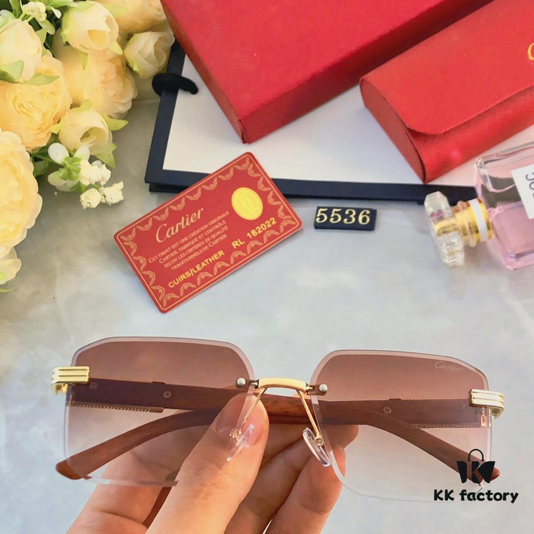 Cartier Retro Fashion Square Frameless Cut-Out Sunglasses Unisex, Celebrity-Inspired Trendy Shades