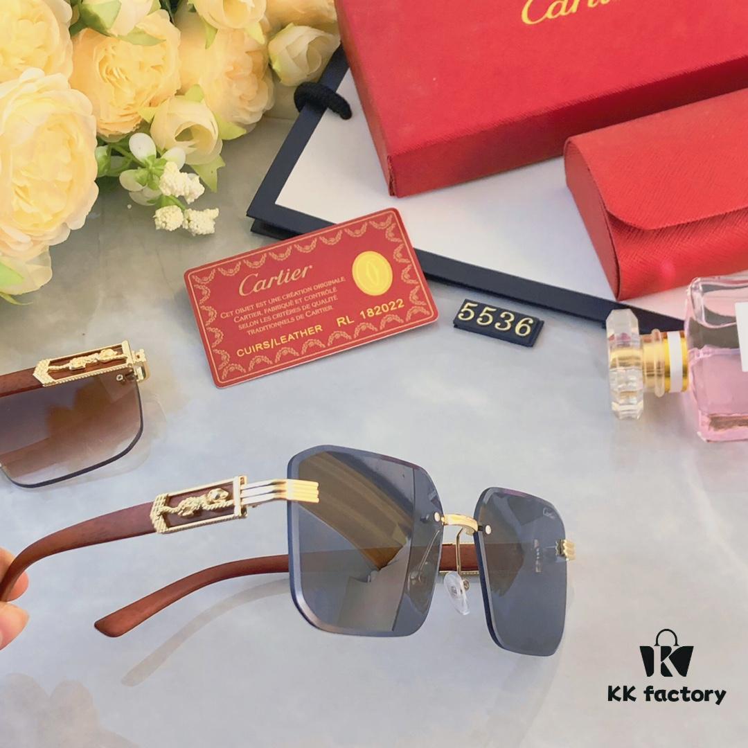Cartier Retro Fashion Square Frameless Cut-Out Sunglasses Unisex, Celebrity-Inspired Trendy Shades