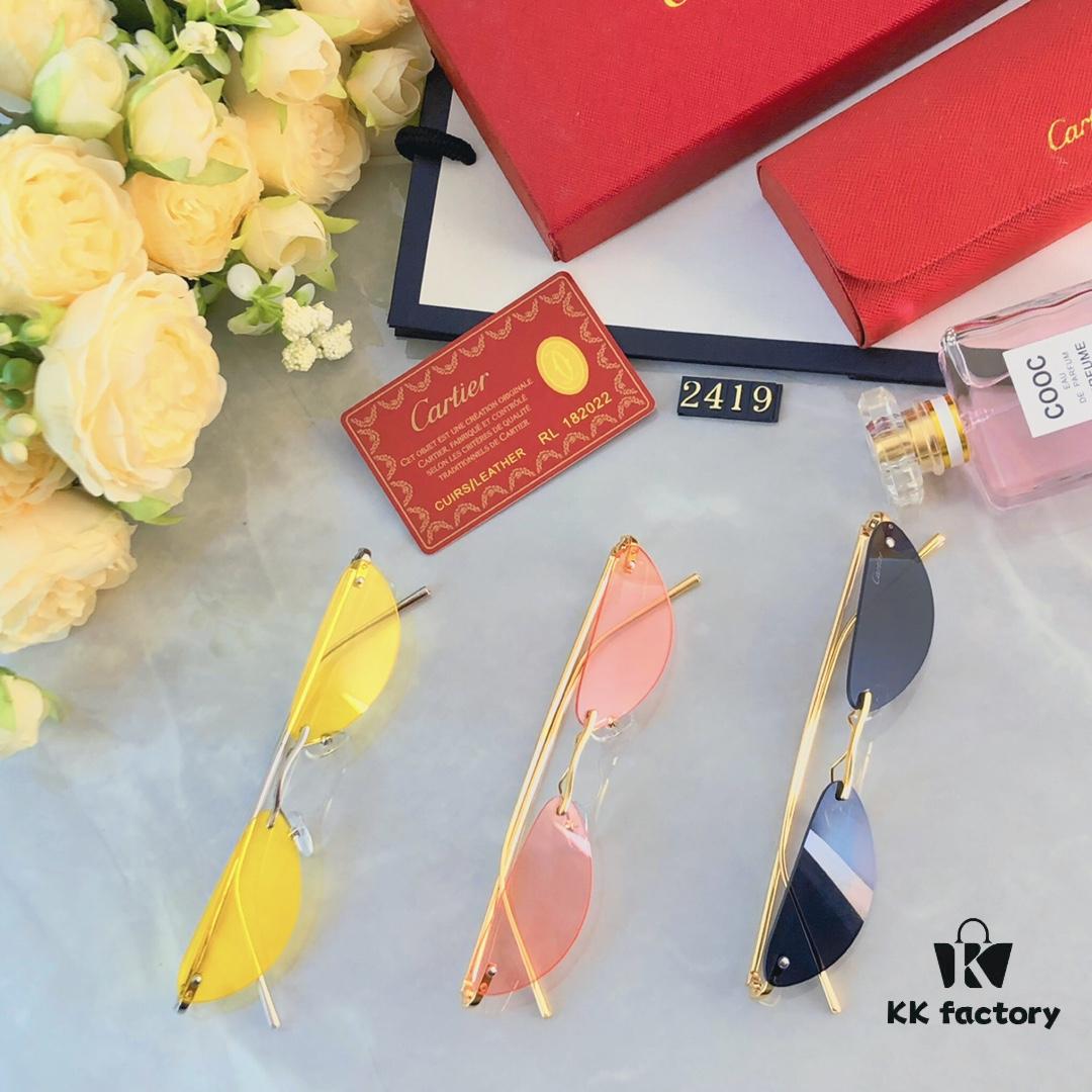 Cartier European and American Style Personalized Mini Frameless Sunglasses, Trendy Ocean Lens Sunglasses, New Arrival Sun Glasses