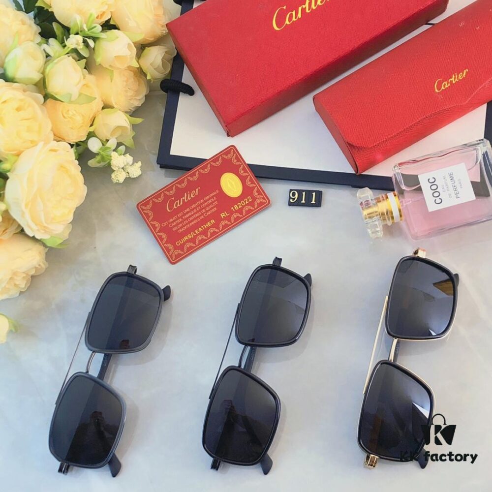 Cartier Double Bridge Sunglasses for Men, Stylish and Trendy Oversized Sun Glasses, Fashionable UV Protection Shades for Driving and Everyday Wear