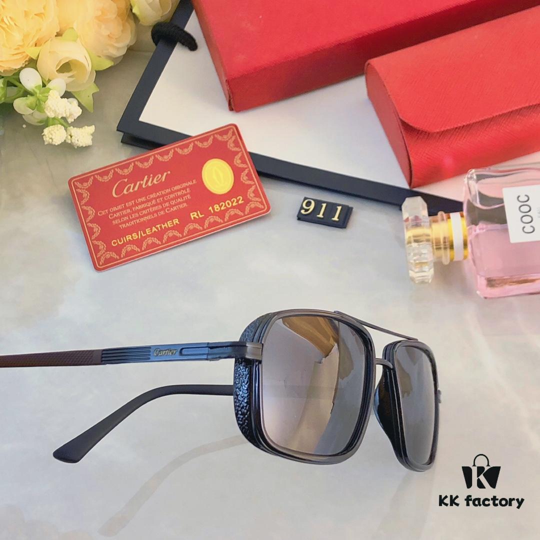 Cartier Double Bridge Sunglasses for Men, Stylish and Trendy Oversized Sun Glasses, Fashionable UV Protection Shades for Driving and Everyday Wear