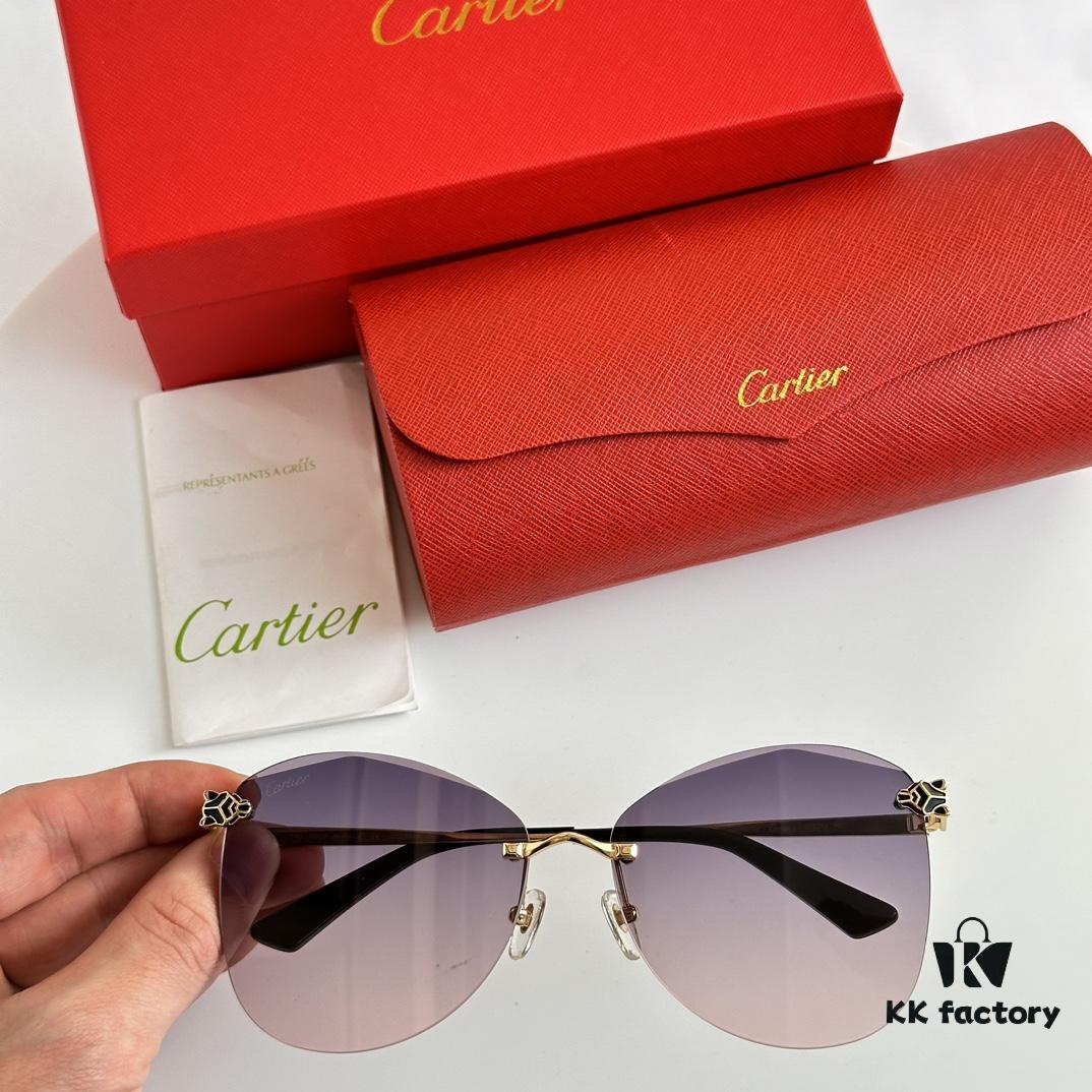 Cartier Golden Plated Nylon Aviator Sunglasses - Sun Protection Model CT0398S Size 62□15-145