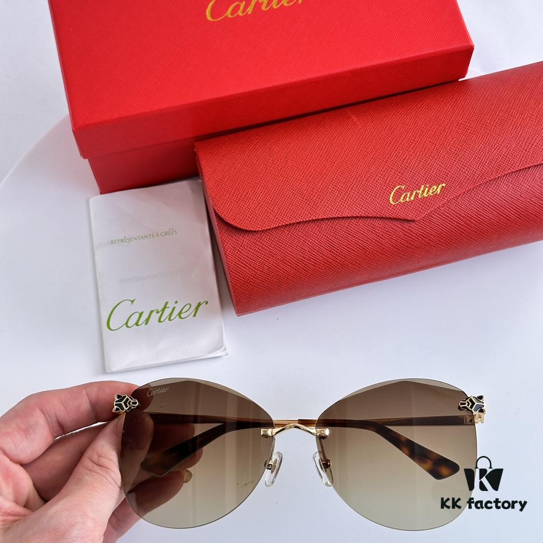 Cartier Golden Plated Nylon Aviator Sunglasses - Sun Protection Model CT0398S Size 62□15-145