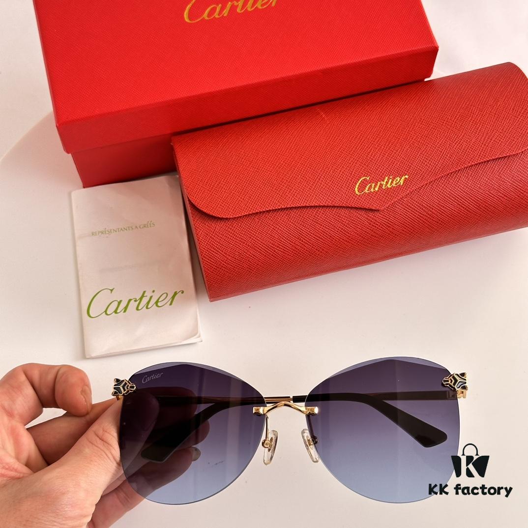 Cartier Golden Plated Nylon Aviator Sunglasses - Sun Protection Model CT0398S Size 62□15-145