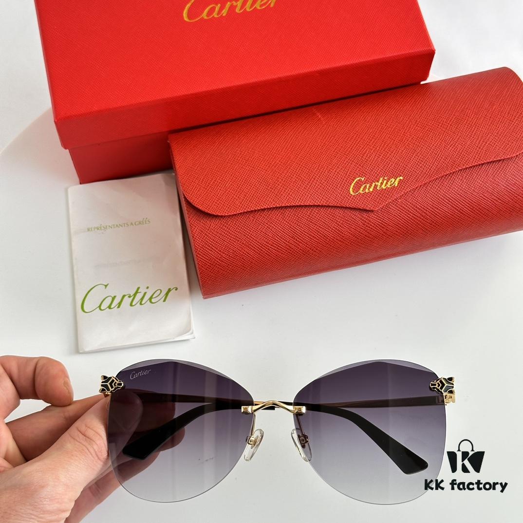 Cartier Golden Plated Nylon Aviator Sunglasses - Sun Protection Model CT0398S Size 62□15-145