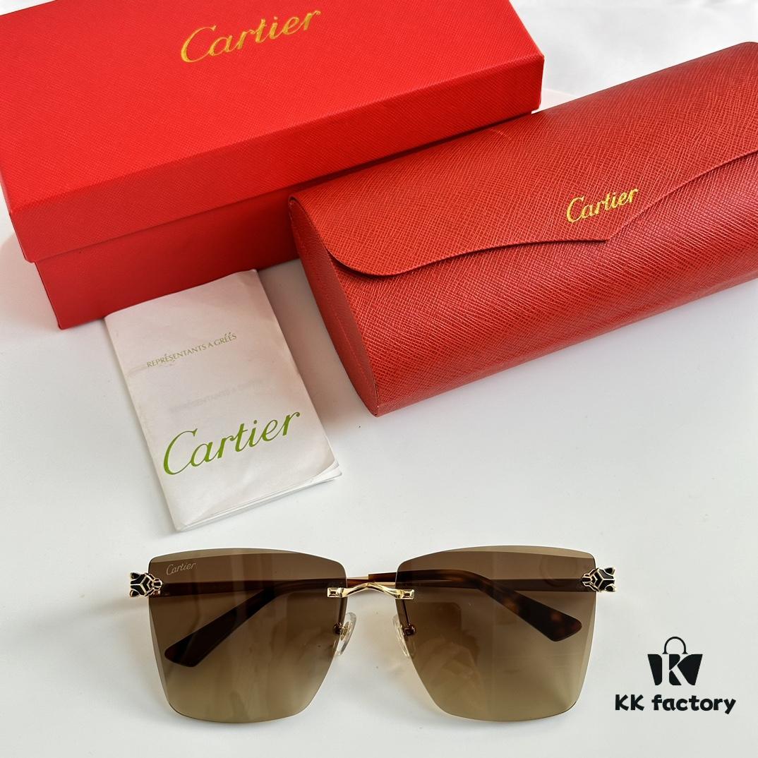 Classic Painted Leopard Head Cartier Gold-Plated CT0397S Sunglasses