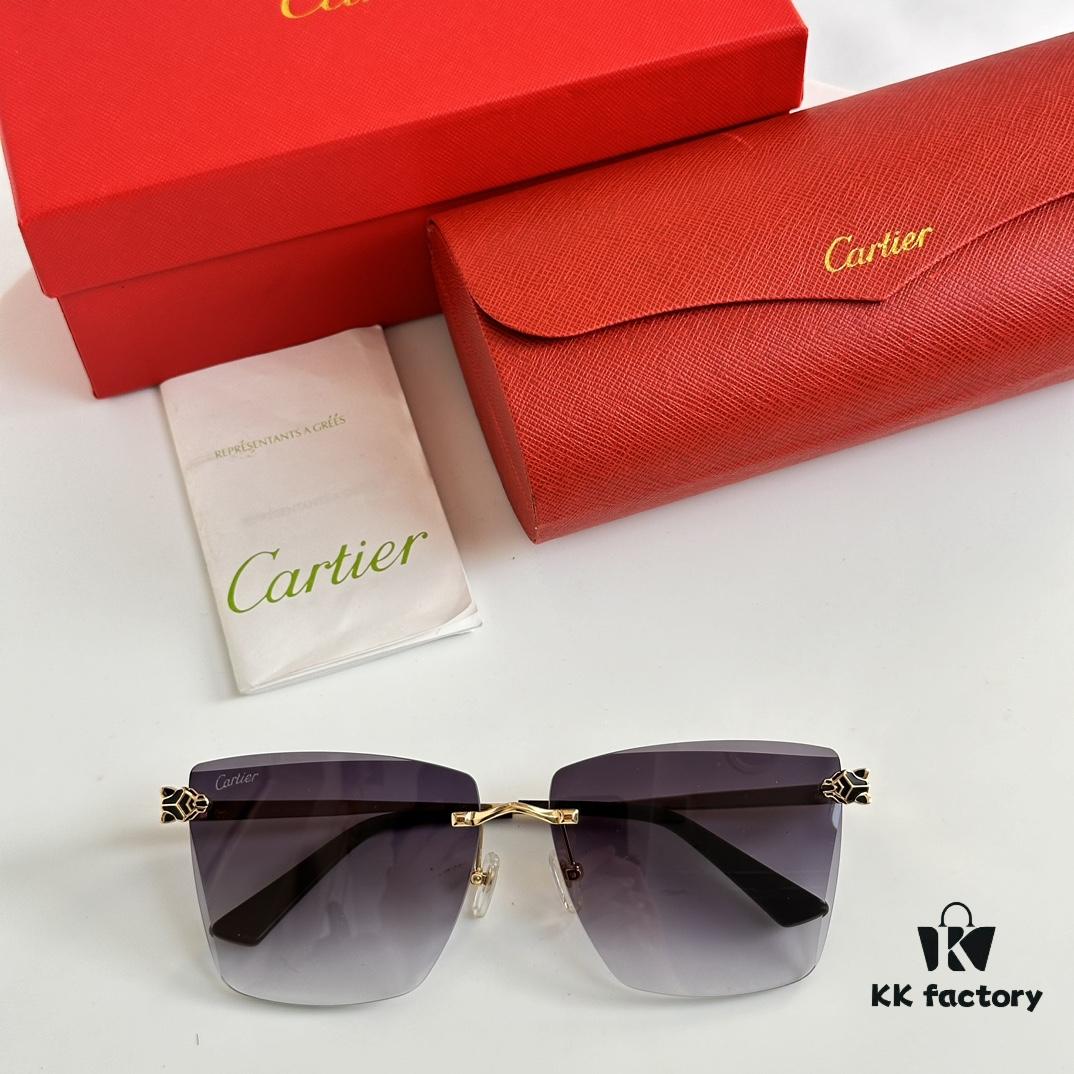 Classic Painted Leopard Head Cartier Gold-Plated CT0397S Sunglasses
