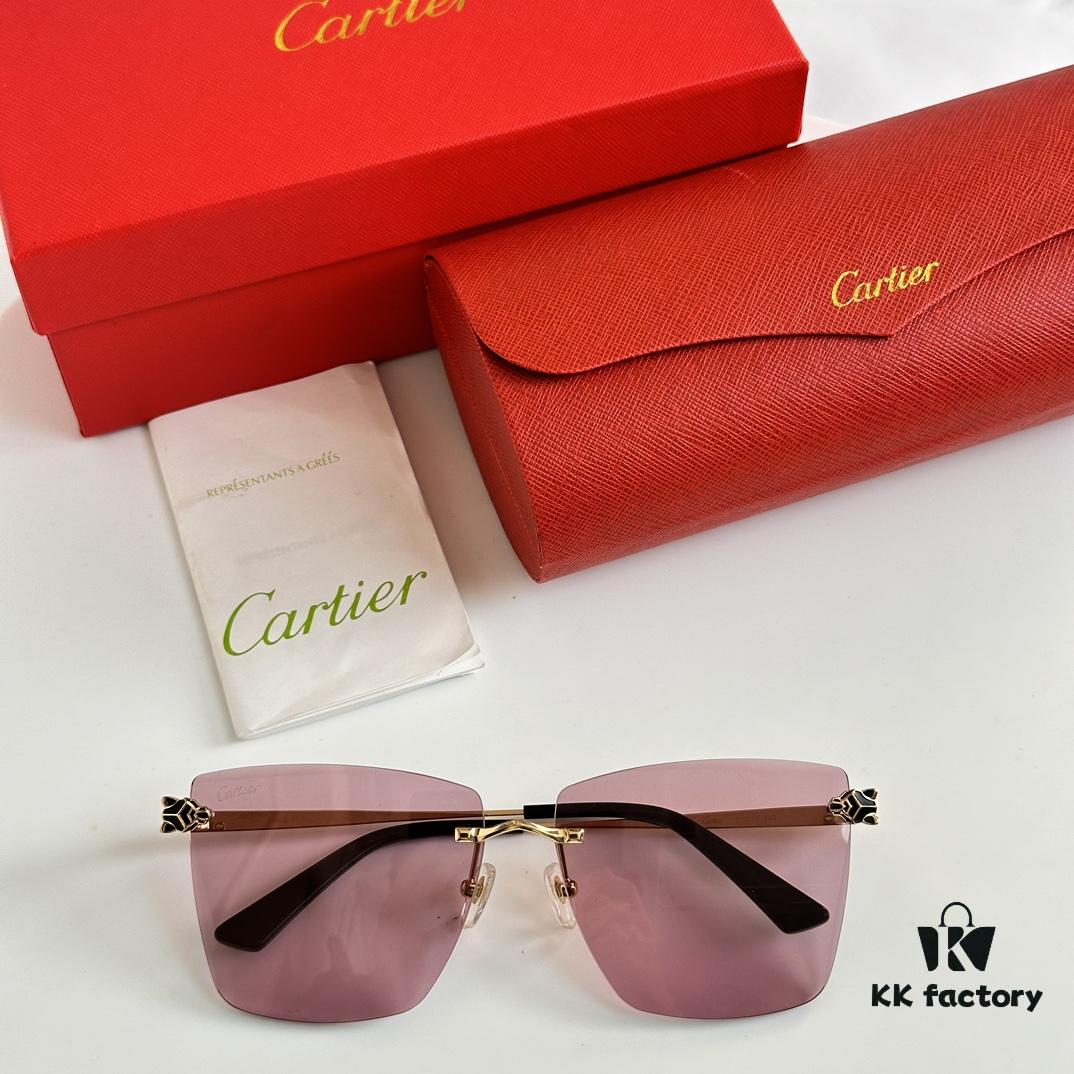 Classic Painted Leopard Head Cartier Gold-Plated CT0397S Sunglasses