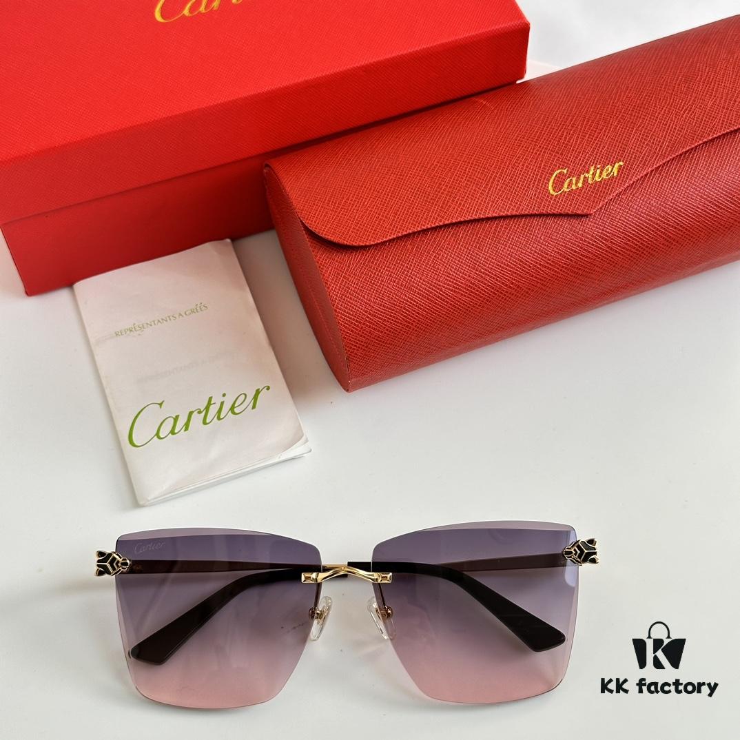 Classic Painted Leopard Head Cartier Gold-Plated CT0397S Sunglasses