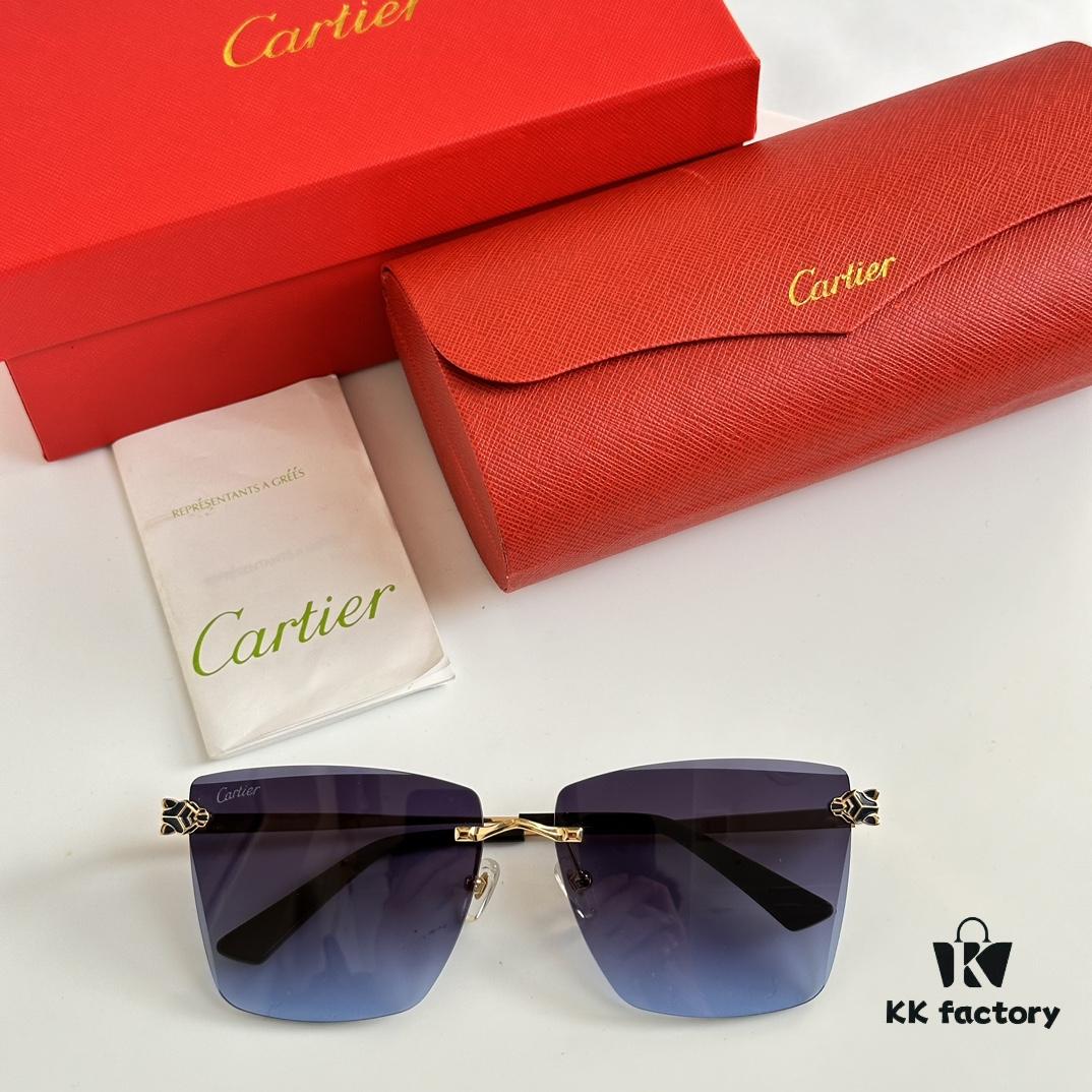 Classic Painted Leopard Head Cartier Gold-Plated CT0397S Sunglasses