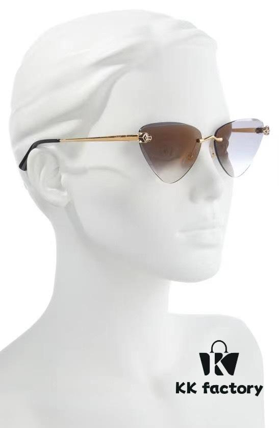 CARTIER CT0399S Almond-Shaped Polished Gold-Plated Cheetah Sunglasses