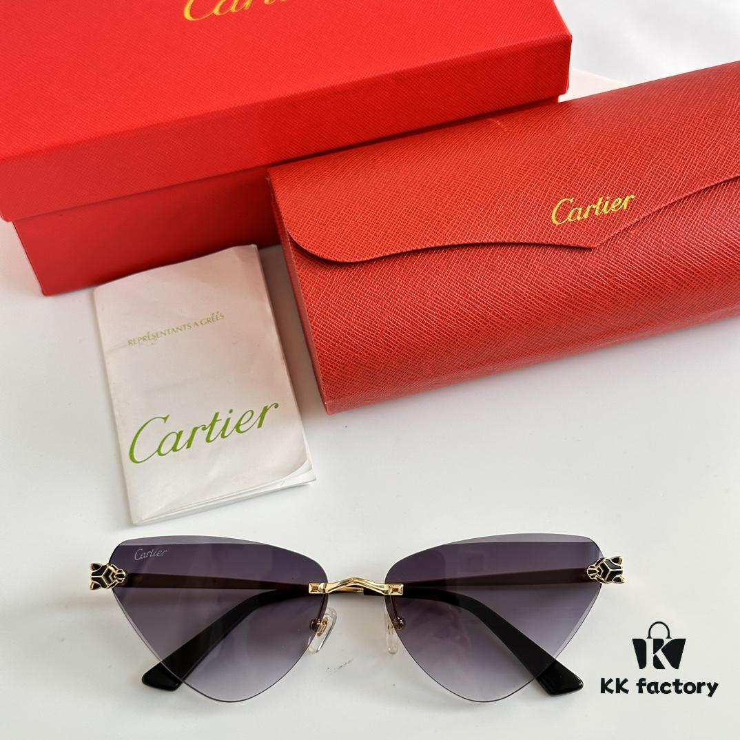 CARTIER CT0399S Almond-Shaped Polished Gold-Plated Cheetah Sunglasses
