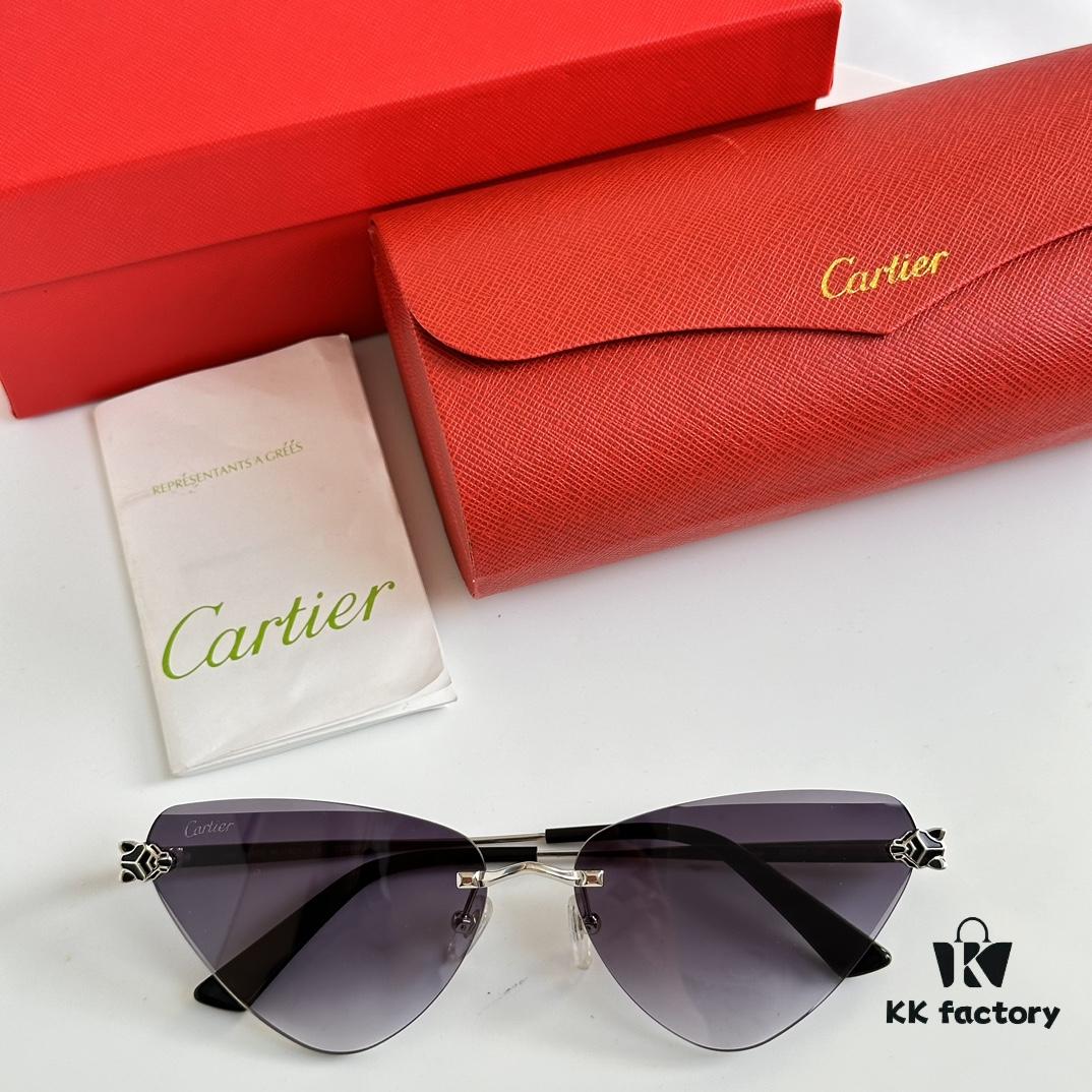 CARTIER CT0399S Almond-Shaped Polished Gold-Plated Cheetah Sunglasses