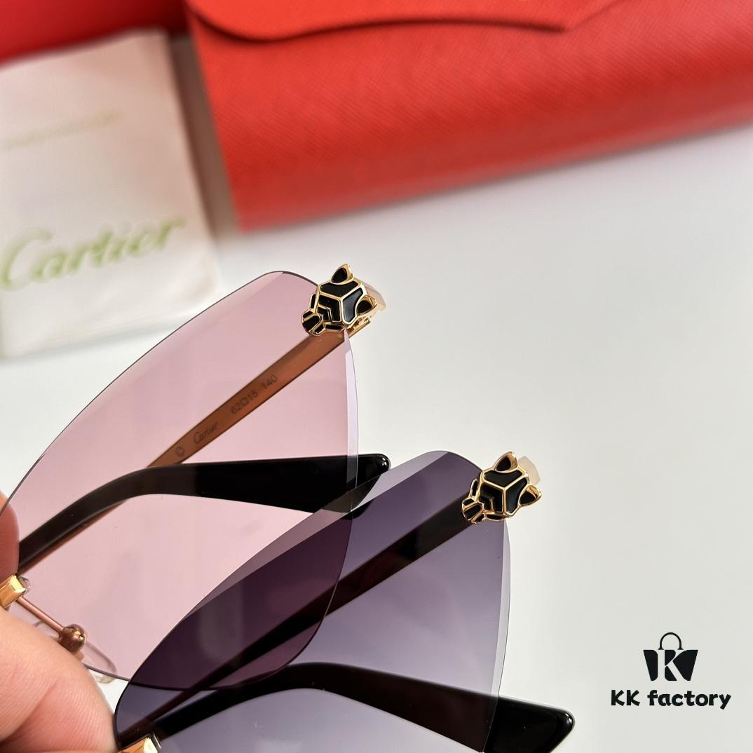 CARTIER CT0399S Almond-Shaped Polished Gold-Plated Cheetah Sunglasses