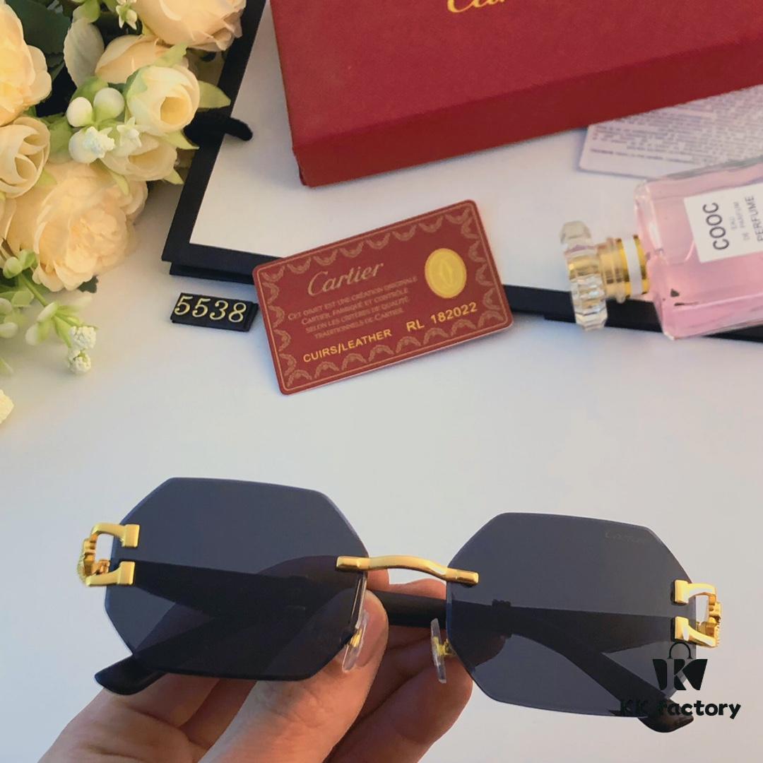 Cartier New Model Stylish Frameless Panther Decorated Sunglasses, Retro Fashion Unisex Driving Sun Glasses