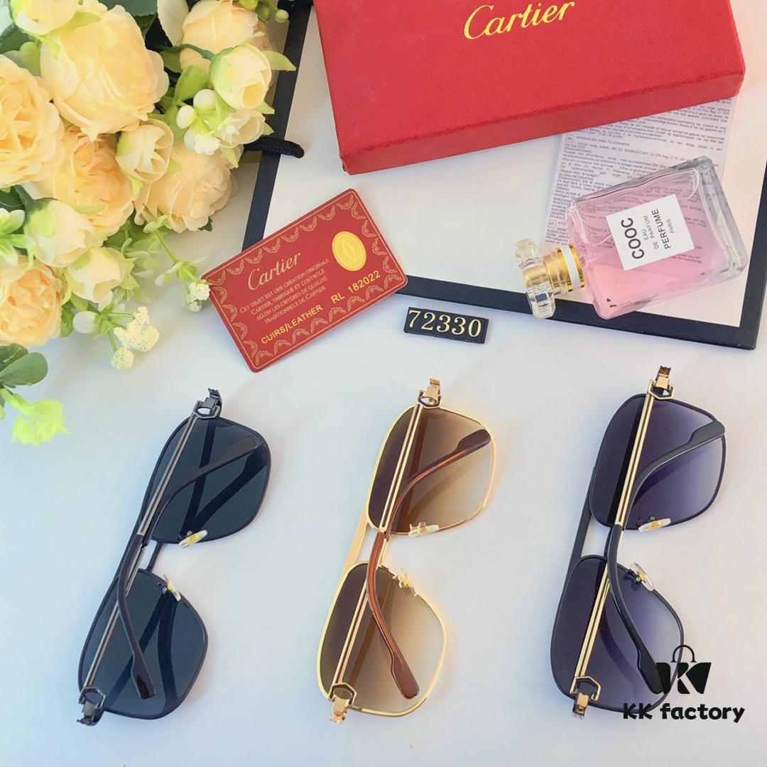 Cartier Hong Kong Style Retro Chic Fashion Polygonal Sunglasses for Men, Stylish UV Protection Double-Bridge Sunglasses