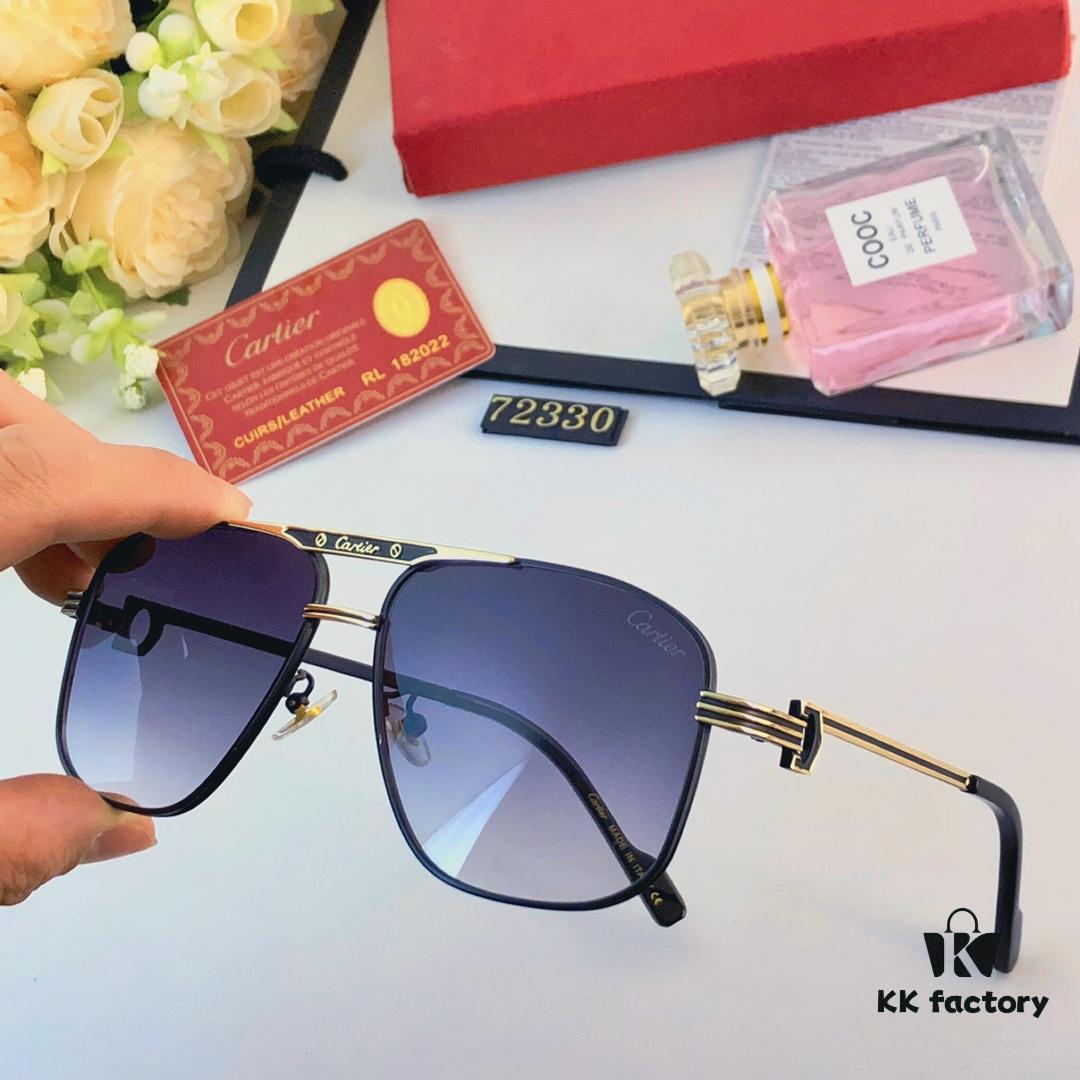 Cartier Hong Kong Style Retro Chic Fashion Polygonal Sunglasses for Men, Stylish UV Protection Double-Bridge Sunglasses