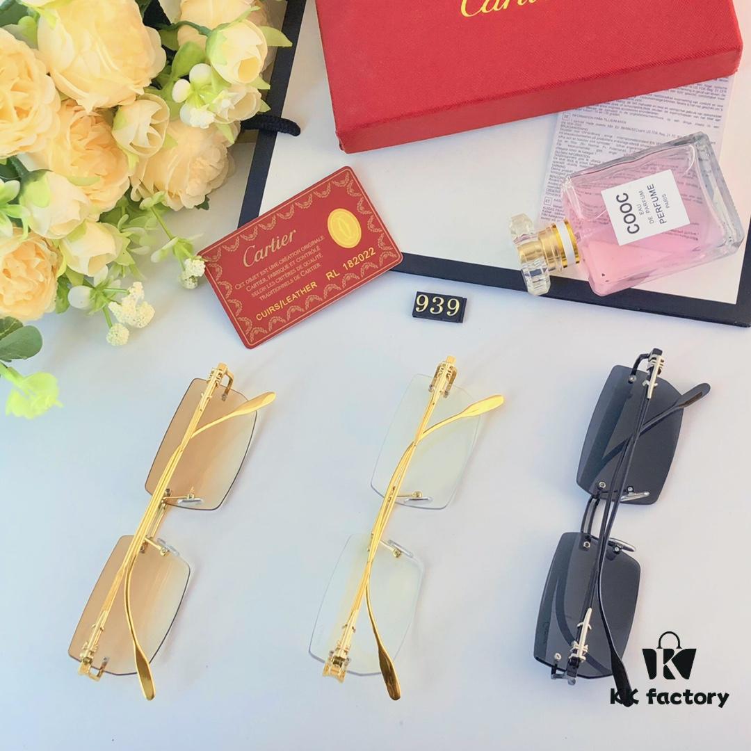 Cartier Fashion Unisex Lightweight Frameless Eyeglasses, Anti-Blue Light, Minimalist Design for Large Faces, Suitable for Myopia, Clear Lens Frame, Sunglasses