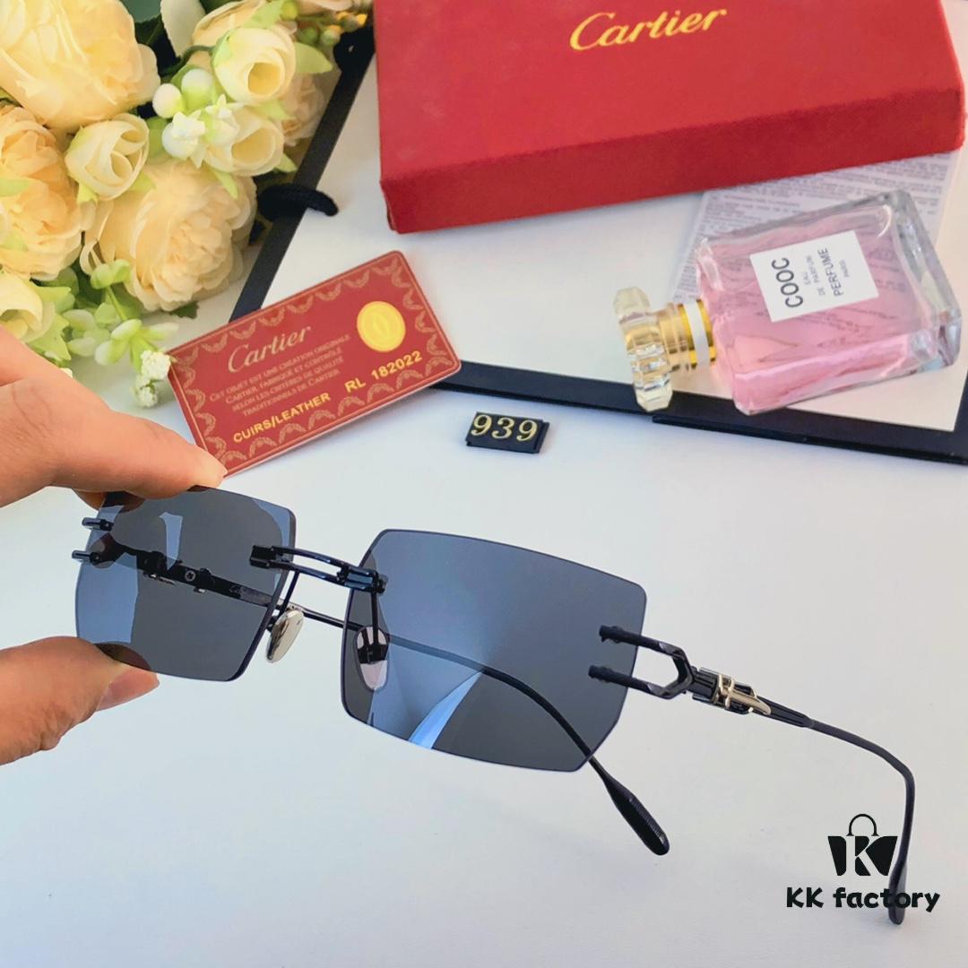 Cartier Fashion Unisex Lightweight Frameless Eyeglasses, Anti-Blue Light, Minimalist Design for Large Faces, Suitable for Myopia, Clear Lens Frame, Sunglasses