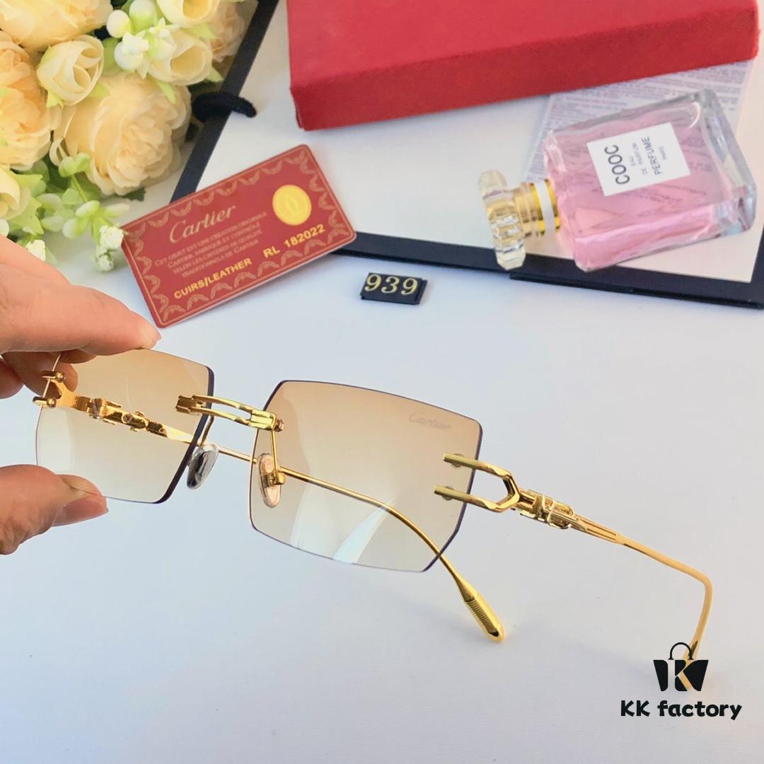 Cartier Fashion Unisex Lightweight Frameless Eyeglasses, Anti-Blue Light, Minimalist Design for Large Faces, Suitable for Myopia, Clear Lens Frame, Sunglasses