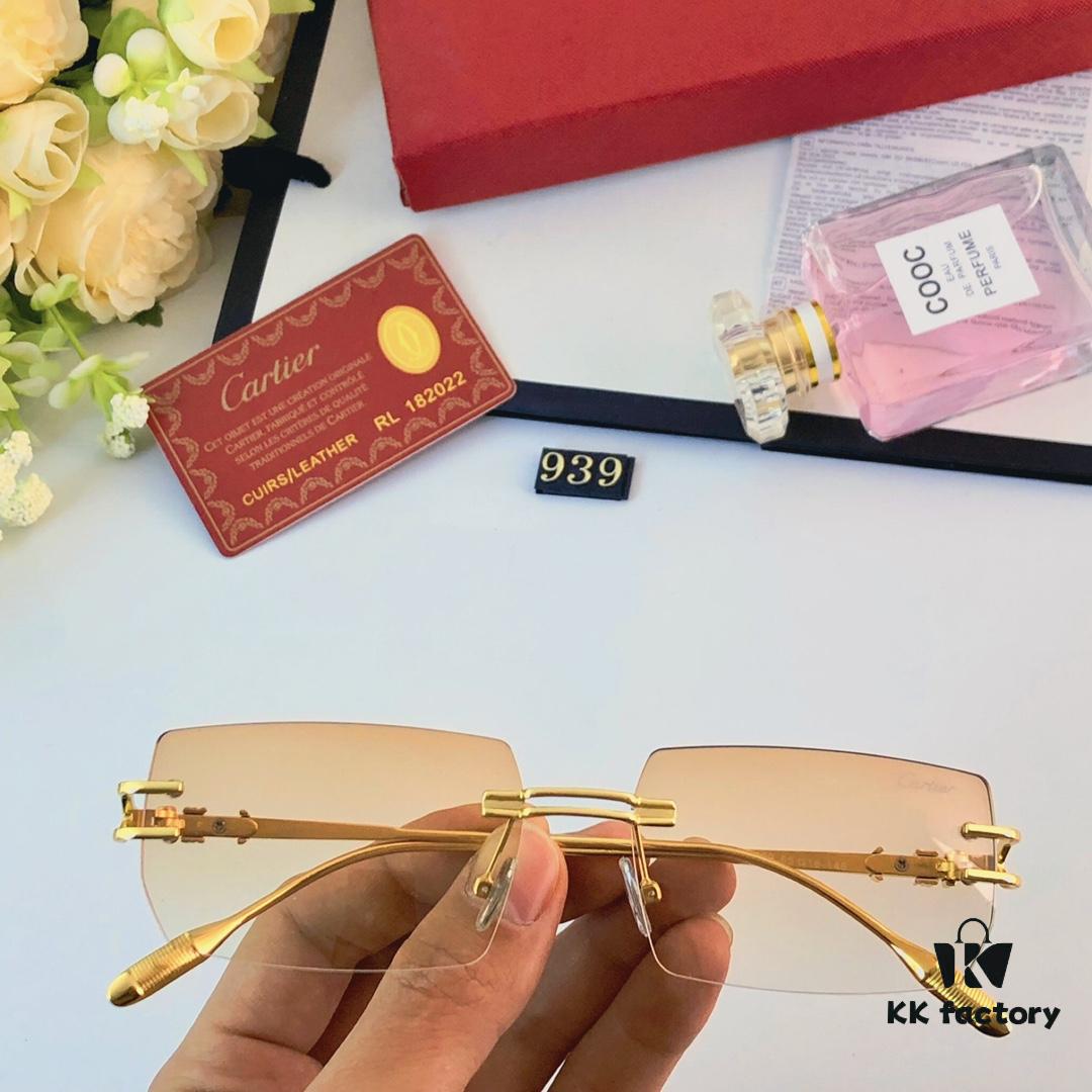 Cartier Fashion Unisex Lightweight Frameless Eyeglasses, Anti-Blue Light, Minimalist Design for Large Faces, Suitable for Myopia, Clear Lens Frame, Sunglasses