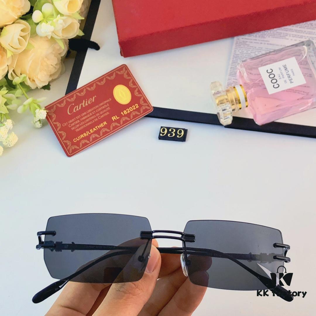 Cartier Fashion Unisex Lightweight Frameless Eyeglasses, Anti-Blue Light, Minimalist Design for Large Faces, Suitable for Myopia, Clear Lens Frame, Sunglasses