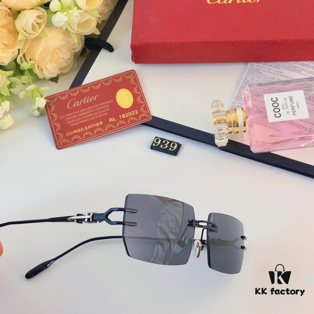 Cartier Fashion Unisex Lightweight Frameless Eyeglasses, Anti-Blue Light, Minimalist Design for Large Faces, Suitable for Myopia, Clear Lens Frame, Sunglasses