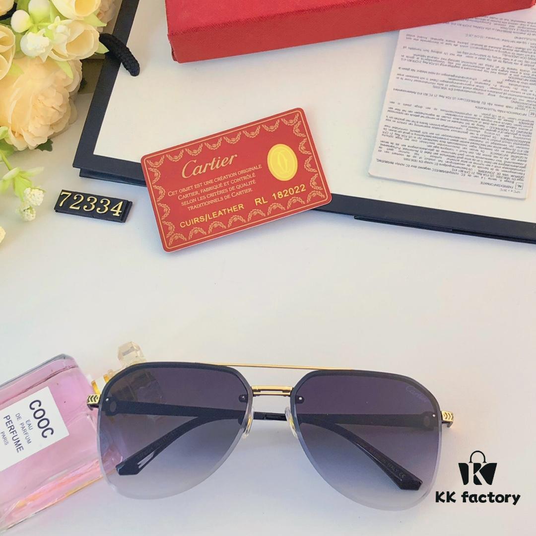Cartier 2024 New Large-Frame Sunglasses, Korean-Style Fashionable Sun Glasses, Metal Aviator Shades