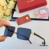 Cartier New Fashion Frameless Sunglasses with Retro Leopard Head Decoration, Celebrity-Inspired Square Sunglasses for UV Protection
