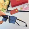 Cartier New Fashion Frameless Sunglasses with Retro Leopard Head Decoration, Celebrity-Inspired Square Sunglasses for UV Protection