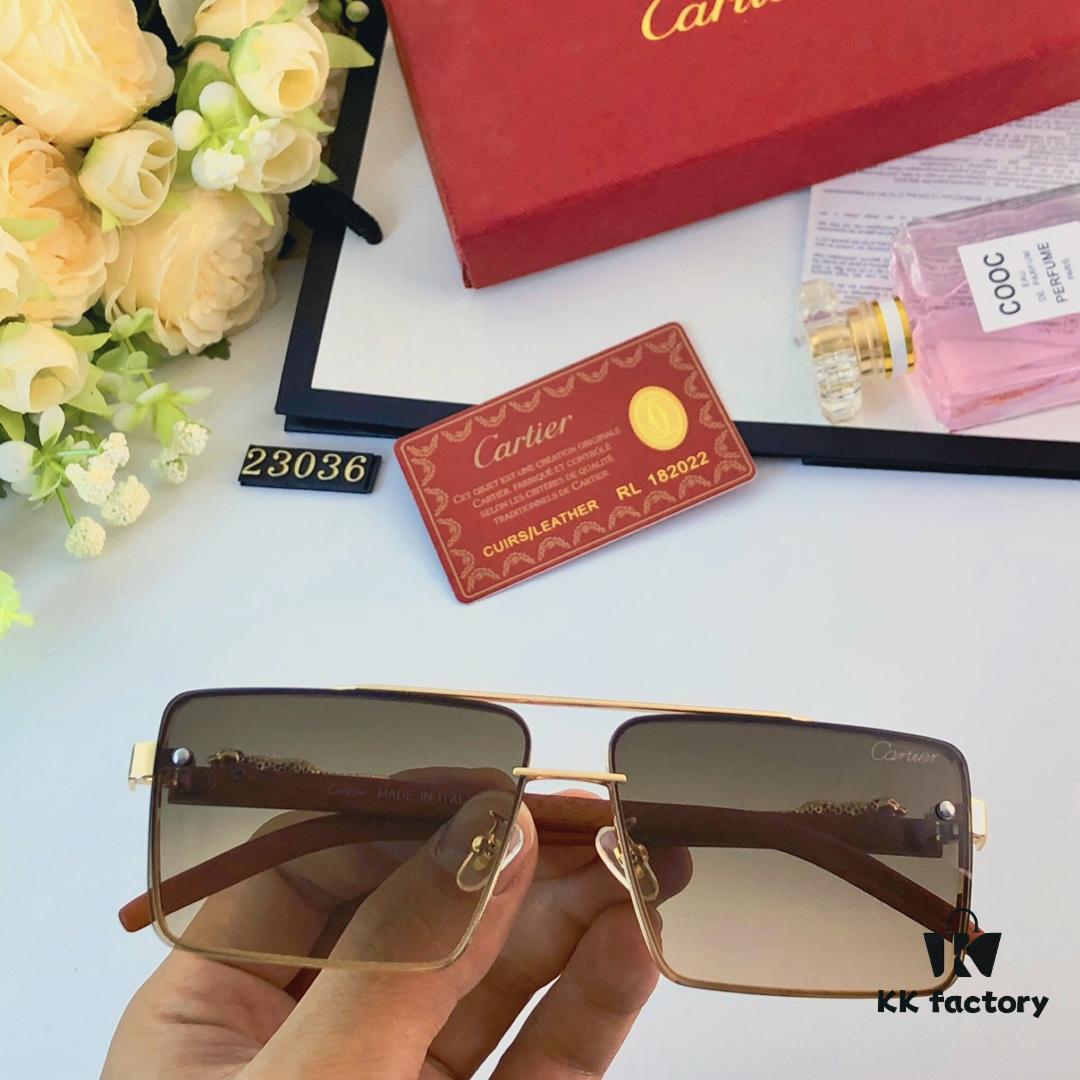 Cartier New Fashion Frameless Sunglasses with Retro Leopard Head Decoration, Celebrity-Inspired Square Sunglasses for UV Protection
