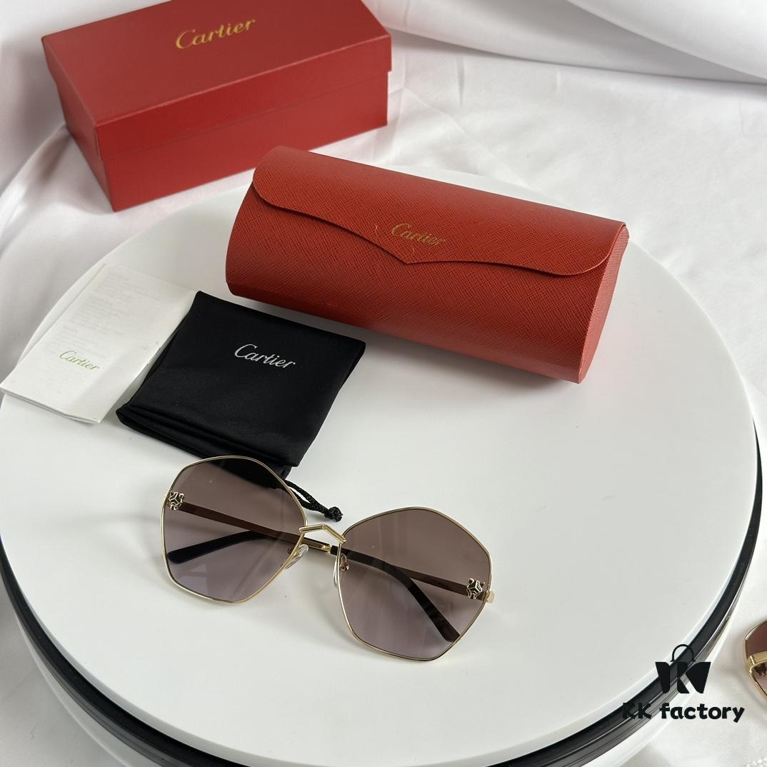 100 New Stylish Cartier Panther Head CT0356 Unisex Sunglasses with Vibrant Dual-Tone Plating, Lifelike 3D Panther Logo