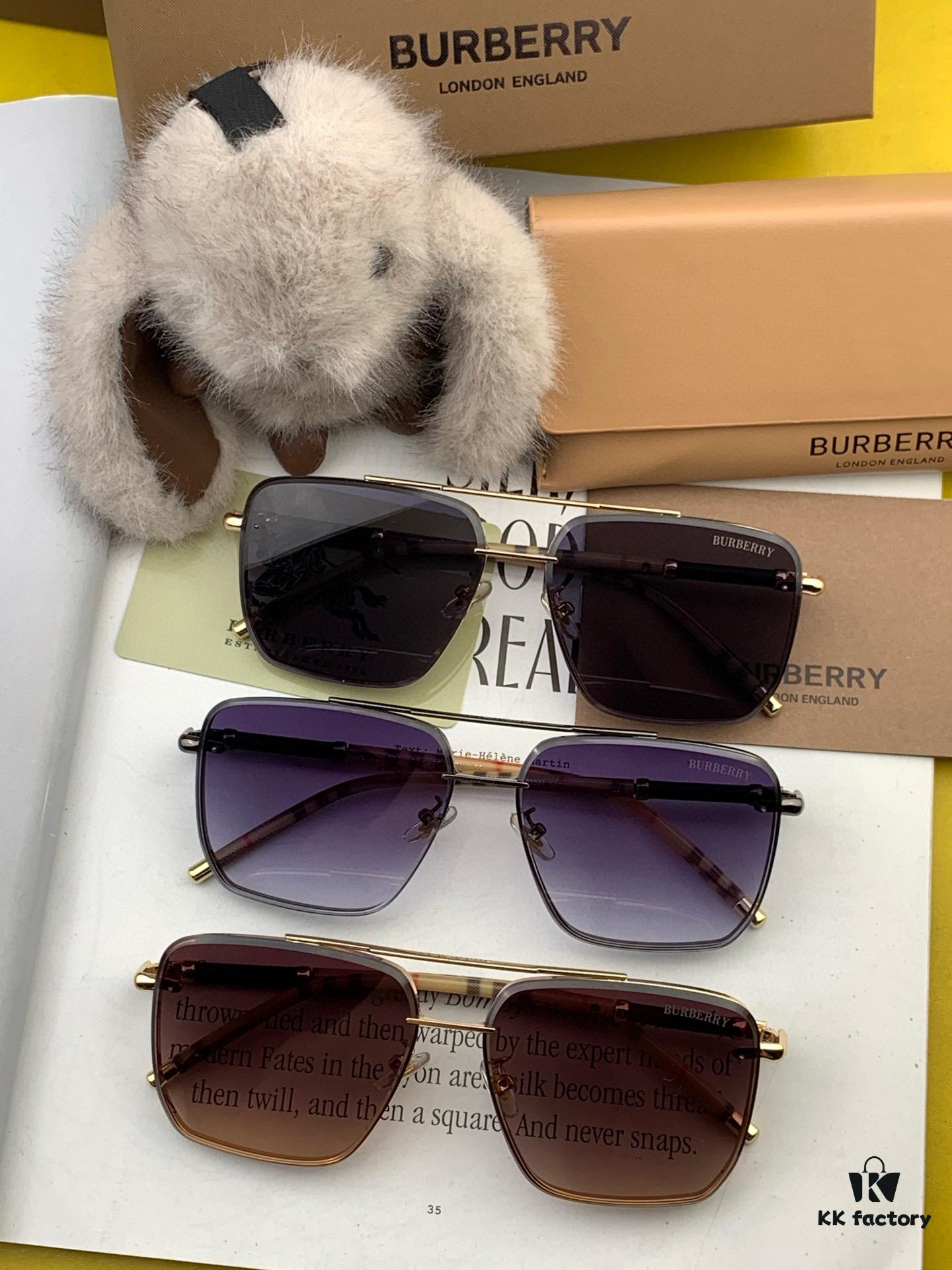 BURBERRY Men's Sunglasses, Authentic Round 'Bug-Eye' Design, High-Quality Unisex Style, Flattering Fit, New Arrival B62306