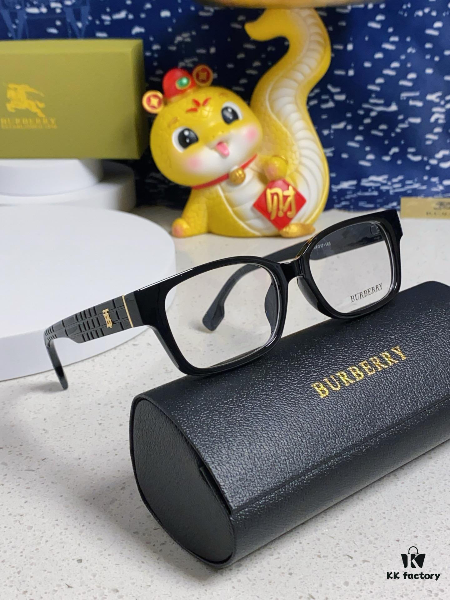 Burberry 2025 New Arrival High-Aesthetic Women's Eyeglass Frame, Large Frame Prescription-Compatible, Blue Light Blocking, Non-Powered Glasses for Daily Wear, Slimming Effect