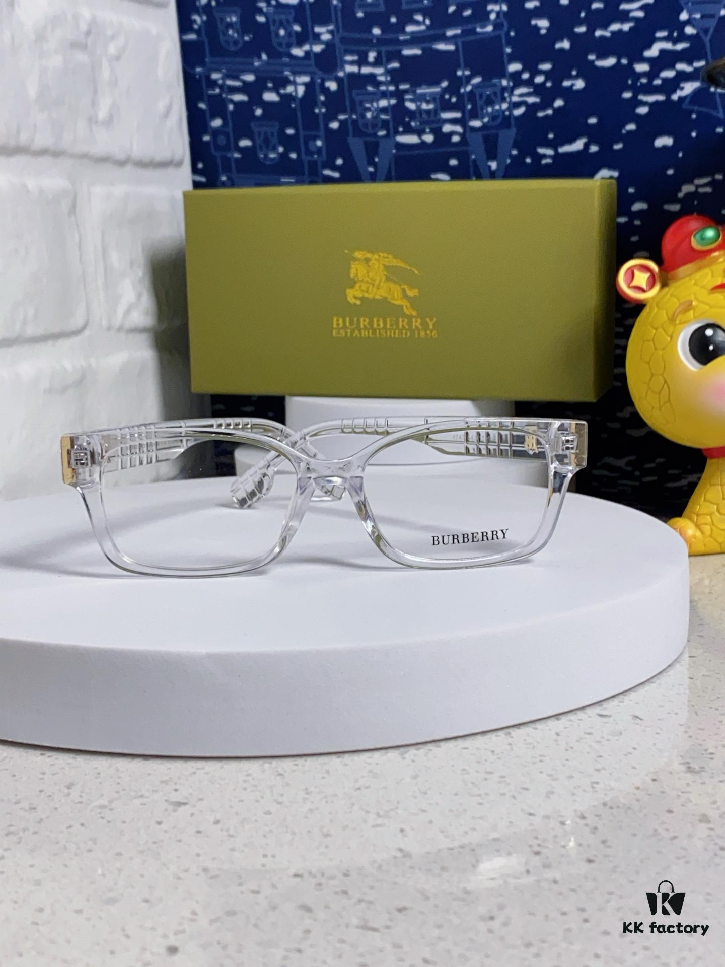 Burberry 2025 New Arrival High-Beauty Eyeglass Frame for Women, Large-Rimmed Prescription-Compatible Glasses, Blue-Light Blocking, Non-Prescription Optical Frames, Slimming Everyday Wear