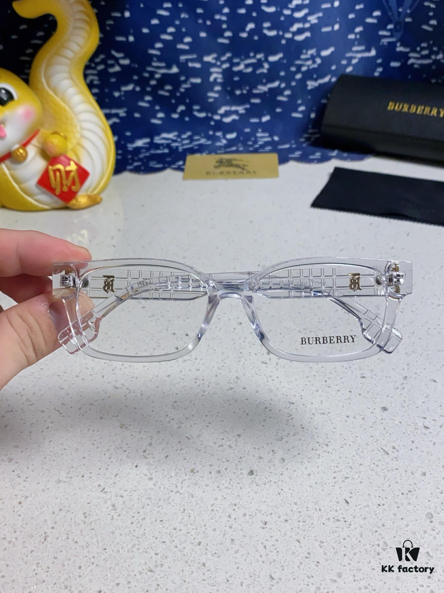 Burberry 2025 New Arrival High-Beauty Eyeglass Frame for Women, Large-Rimmed Prescription-Compatible Glasses, Blue-Light Blocking, Non-Prescription Optical Frames, Slimming Everyday Wear