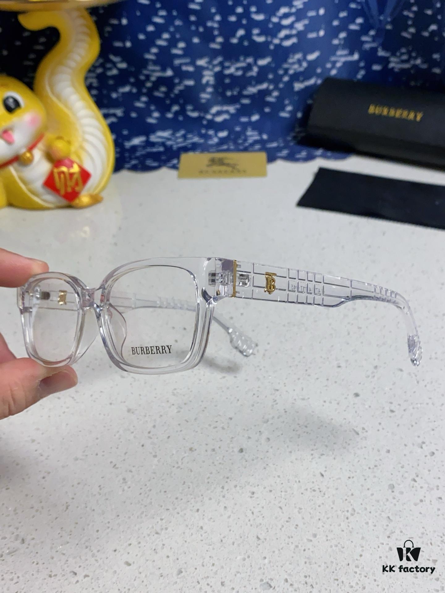 Burberry 2025 New Arrival High-Beauty Eyeglass Frame for Women, Large-Rimmed Prescription-Compatible Glasses, Blue-Light Blocking, Non-Prescription Optical Frames, Slimming Everyday Wear