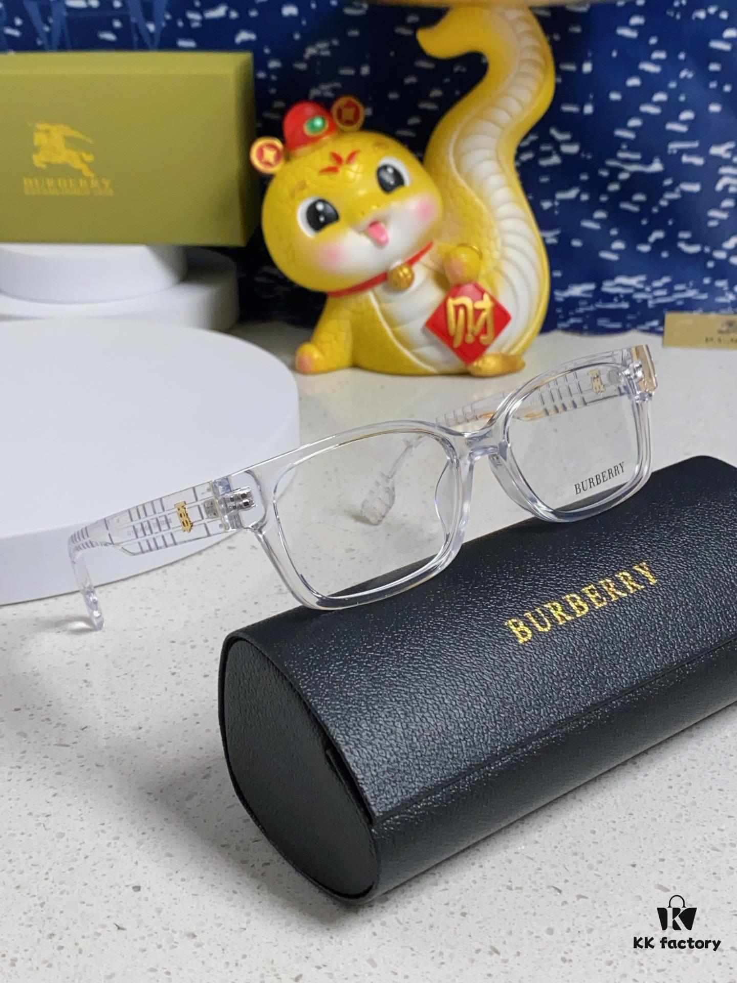 Burberry 2025 New Arrival High-Beauty Eyeglass Frame for Women, Large-Rimmed Prescription-Compatible Glasses, Blue-Light Blocking, Non-Prescription Optical Frames, Slimming Everyday Wear