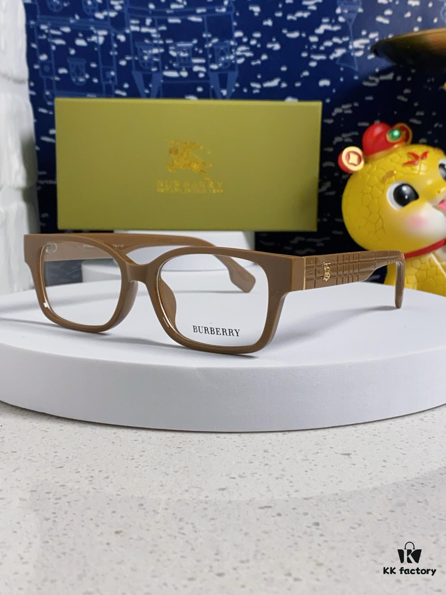 Burberry 2025 New Arrival High-Aesthetic Eyeglass Frame for Women, Large Frame Prescription-Compatible Clear Lens Glasses, Blue Light Blocking, Non-Powered Frame, Slimming Effect, Everyday Wear
