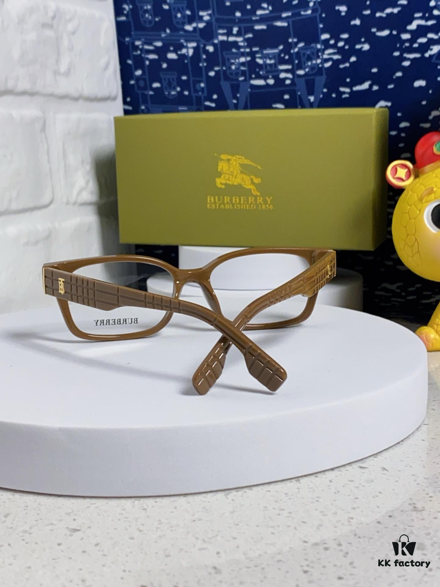 Burberry 2025 New Arrival High-Aesthetic Eyeglass Frame for Women, Large Frame Prescription-Compatible Clear Lens Glasses, Blue Light Blocking, Non-Powered Frame, Slimming Effect, Everyday Wear