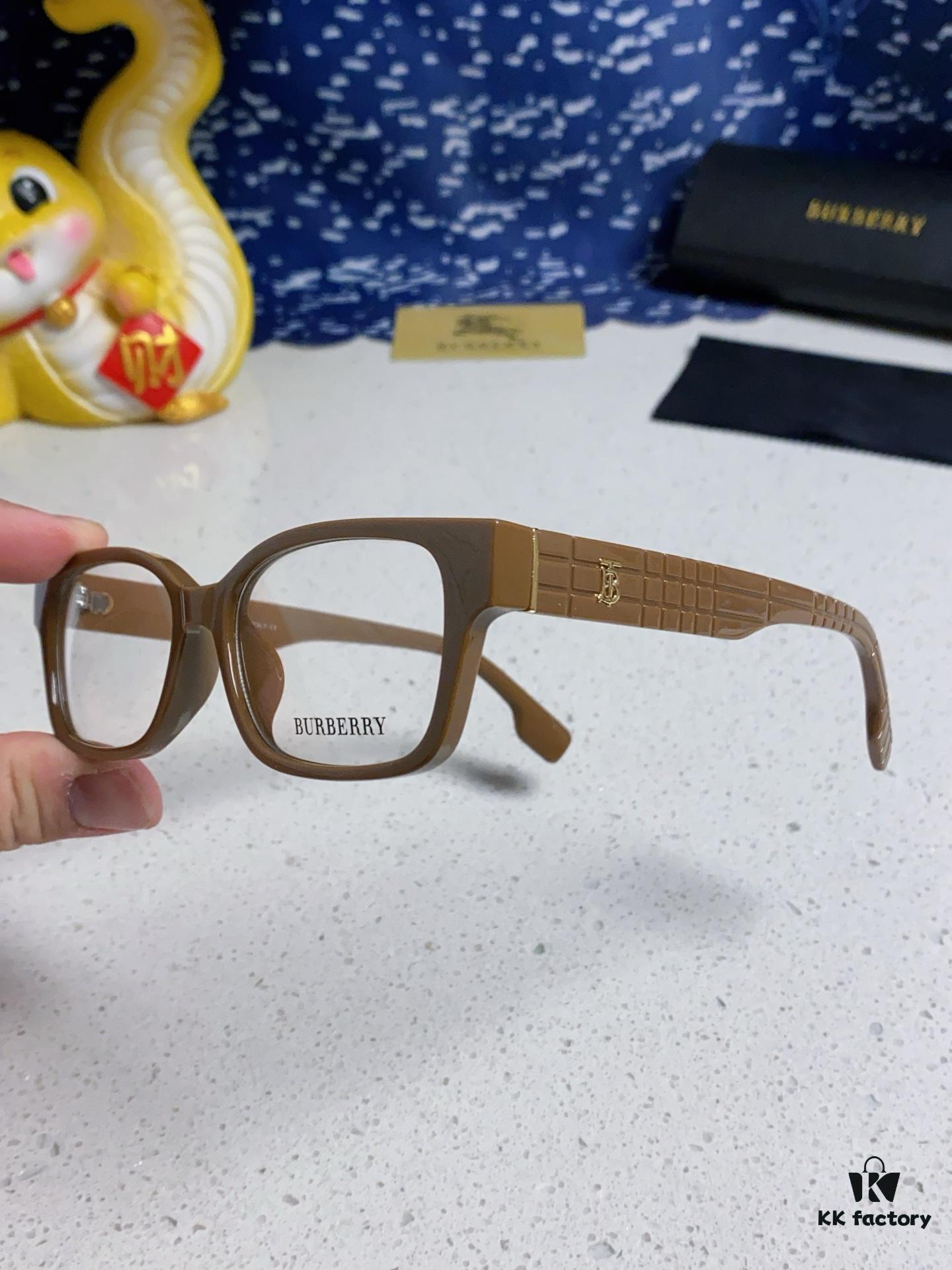Burberry 2025 New Arrival High-Aesthetic Eyeglass Frame for Women, Large Frame Prescription-Compatible Clear Lens Glasses, Blue Light Blocking, Non-Powered Frame, Slimming Effect, Everyday Wear