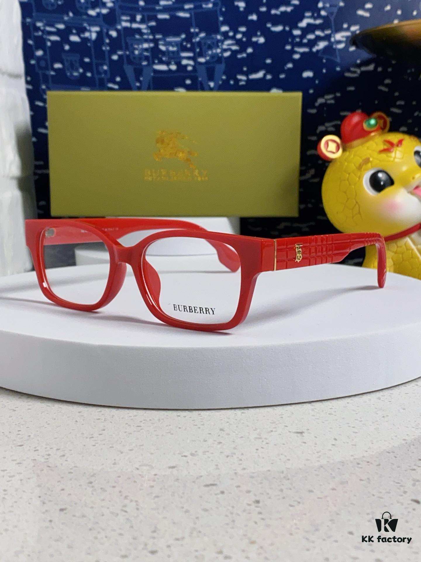 Burberry 2025 New Arrival High-Beauty Eyeglass Frame for Women, Large Frame Prescription-Compatible Glasses, Blue Light Blocking, Non-Powered Lens, Slimming Effect