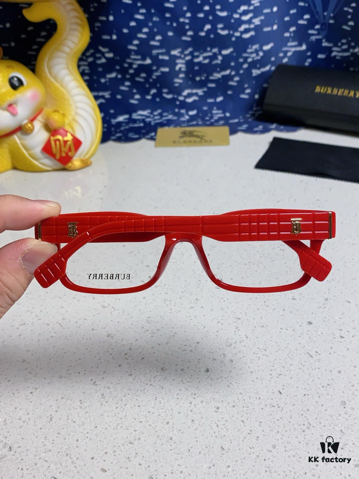 Burberry 2025 New Arrival High-Beauty Eyeglass Frame for Women, Large Frame Prescription-Compatible Glasses, Blue Light Blocking, Non-Powered Lens, Slimming Effect