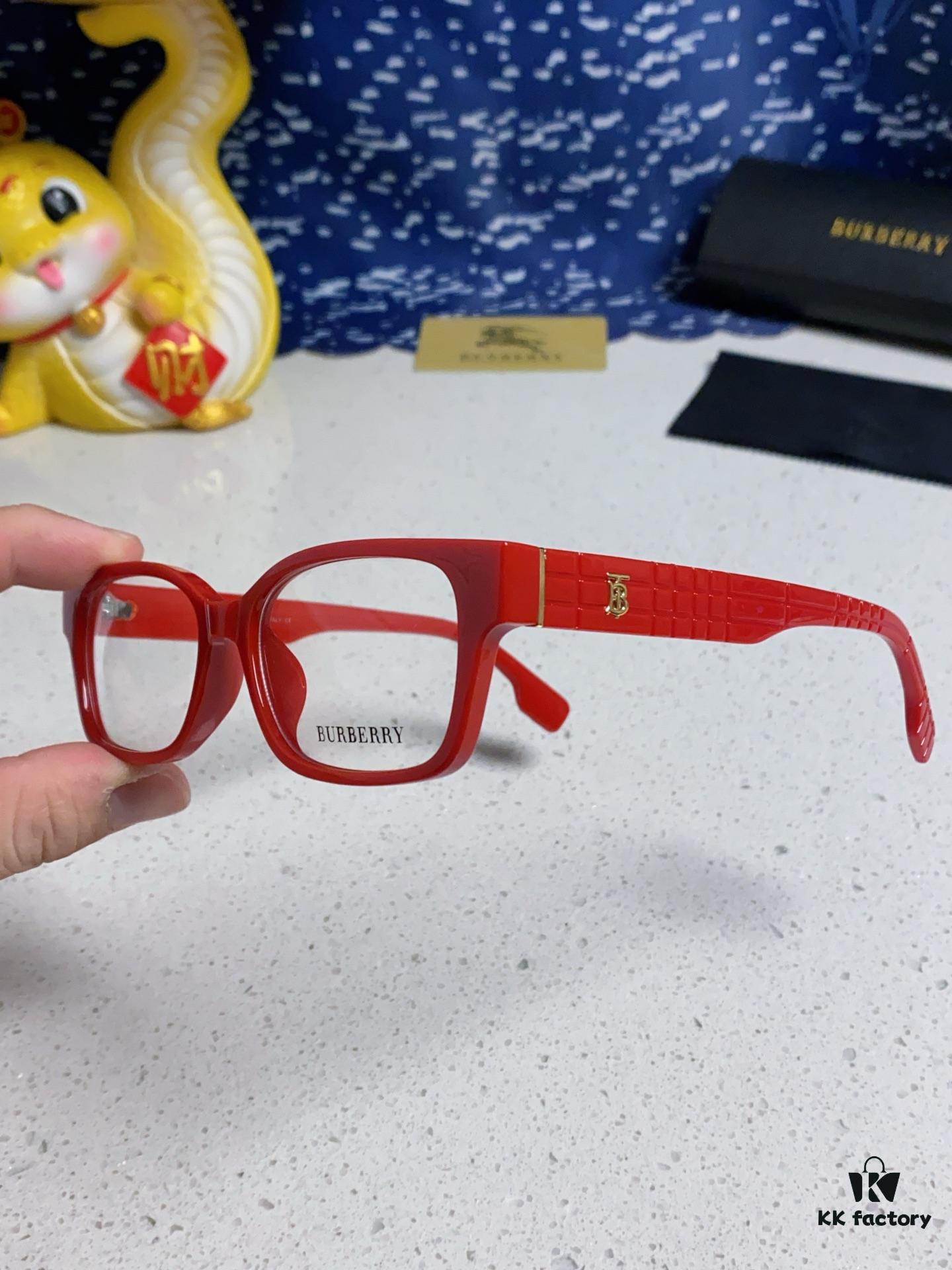 Burberry 2025 New Arrival High-Beauty Eyeglass Frame for Women, Large Frame Prescription-Compatible Glasses, Blue Light Blocking, Non-Powered Lens, Slimming Effect